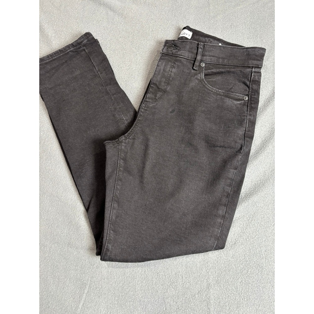 Loft Distressed Straight Leg Jeans Womens 30/10 Black High Rise Denim Pants
